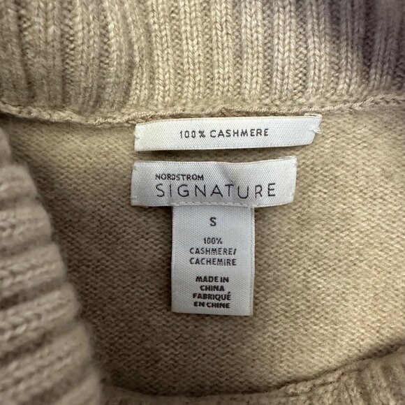 Nordstrom Womens 100% Cashmere Turtleneck Sweater Size S Beige Minimalist - Picture 3 of 13